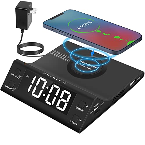 Peakeep Loud Alarm Clock with Wireless Charging and USB Port