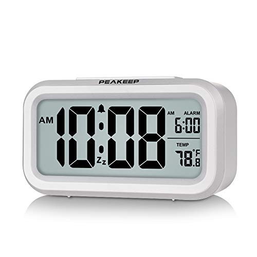 Peakeep Smart Night Light Alarm Clock with Indoor Temp (White)