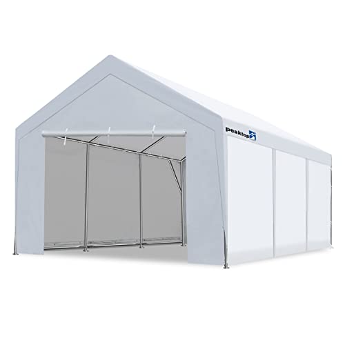 PEAKTOP OUTDOOR 12×20ft Heavy Duty Carport with Removable Sidewalls