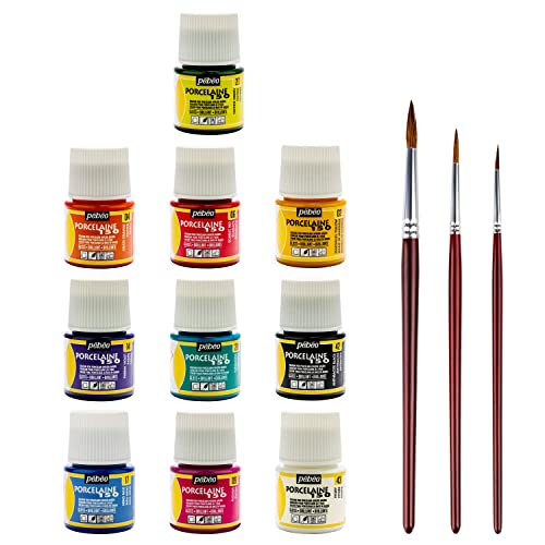 DIY Porcelain Paint Set with 10 Colors and Brushes