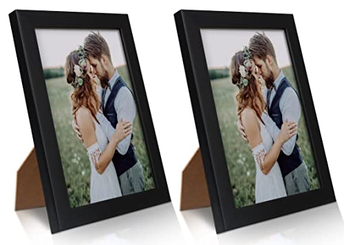 Black 5x7 Picture Frame for Wall and Tabletop Display with Plexiglass