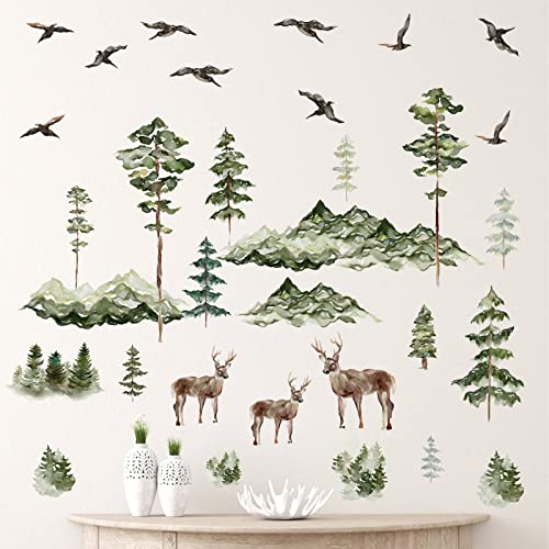 Peel and Stick Tree Mountain Wall Stickers