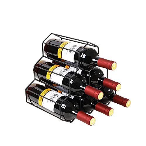 PENGKE Wine Rack - Freestanding Storage for 6 Bottles, Black