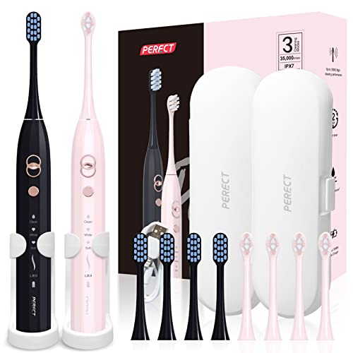 Perfect Ultrasonic Electric Toothbrush 2 Pack Set for Adults