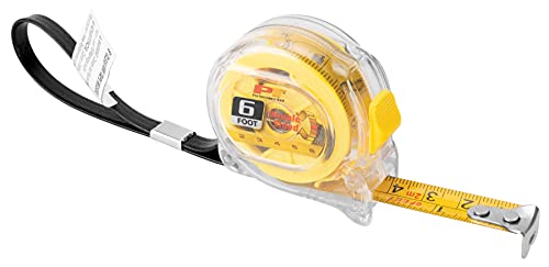 6' Clear Mini Tape Measure with SAE & Metric Measurements