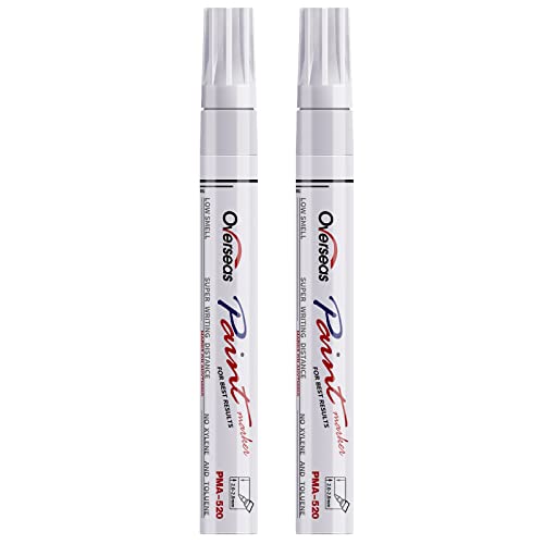 Overseas White Oil Based Paint Pens - 2 Pack Medium Tip Waterproof Marker Pen