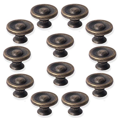 Antique Bronze Dresser Knobs 12-Pack for Drawers and Dressers