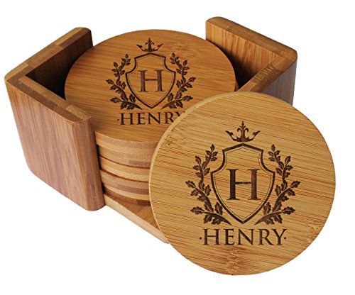 Personalized Bamboo Coasters - 7 Piece Set
