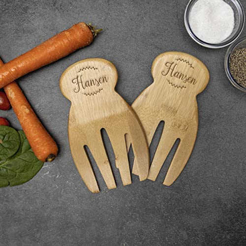 Personalized Wooden Salad Tongs for Serving - Engraved Salad Tosser or Mixer