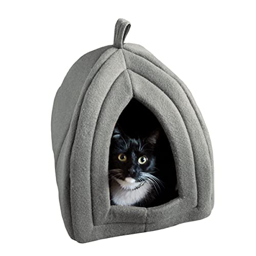 Pet Tent Indoor Bed - Small Animal Cat House by PETMAKER (Gray)
