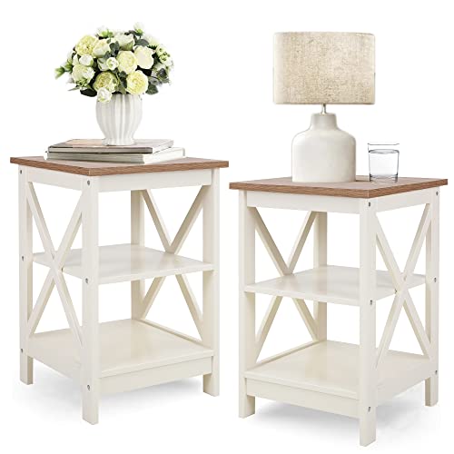 PHI VILLA 3-Tier White Small Side Table for Small Spaces