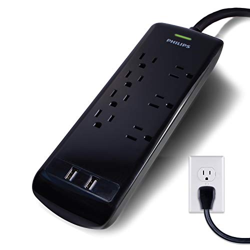 Philips 7-Outlet Surge Protector with USB Ports and Extension Cord