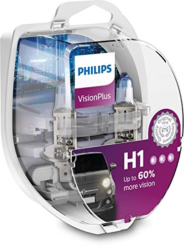  Philips H1 VisionPlus Upgrade Headlight Bulb with up to 60%  More Vision, 1 Pack : Automotive