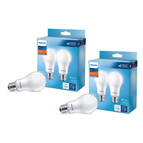 Philips LED Dimmable A19 Soft White Bulb 4-Pack