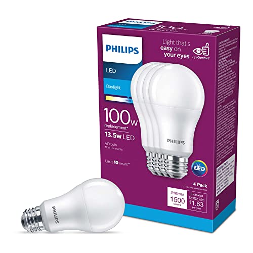 Philips LED Basic Frosted Non-Dimmable 4-Pack- Daylight (5000K) - 1500 Lumen