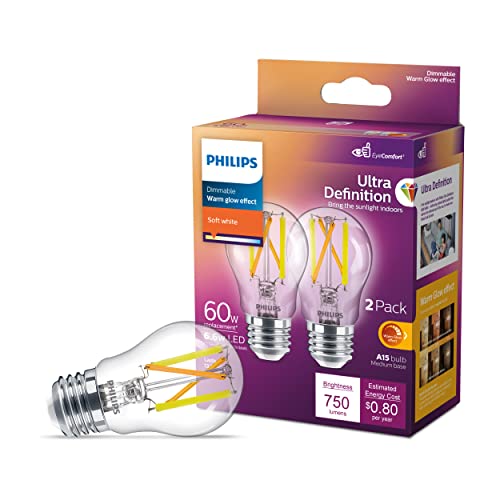 Philips LED Flicker-Free A15 Bulb, Dimmable, 2-Pack