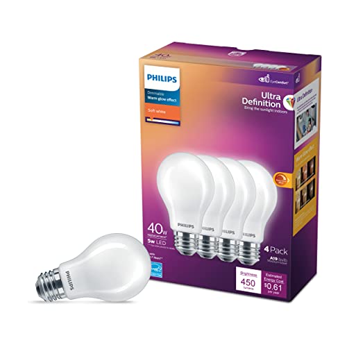 Philips LED Frosted Dimmable A19 Bulb - Soft White - 4-Pack