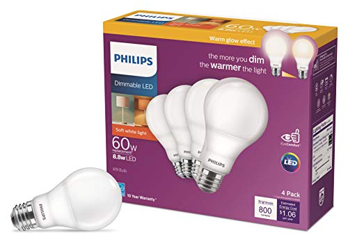 Philips LED EyeComfort Frosted Dimmable A19 Light Bulb - Soft White - 4-Pack