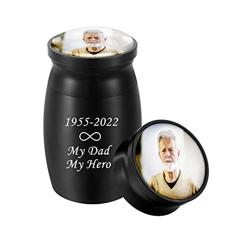 Dletay Small Custom Photo Cremation Urn - Black Waterproof