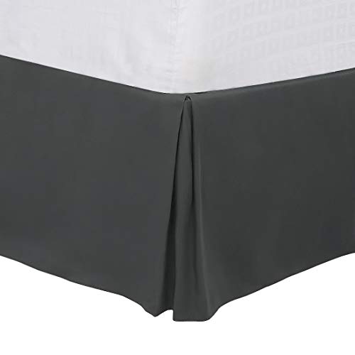 PiccoCasa Dark Gray Pleated Bed Skirt - 16 Inch Drop Queen