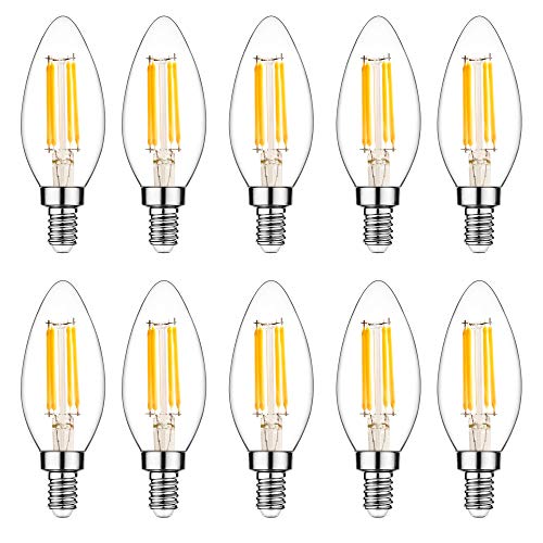 PIFUT E14 LED Bulb, Dimmable, 110v 300 Lumens 2700k 40w Equivalent, Best Replacement for Halogen and Incandescent Bulb, Candelabra LED Bulbs, 10 Pack (Warm White)