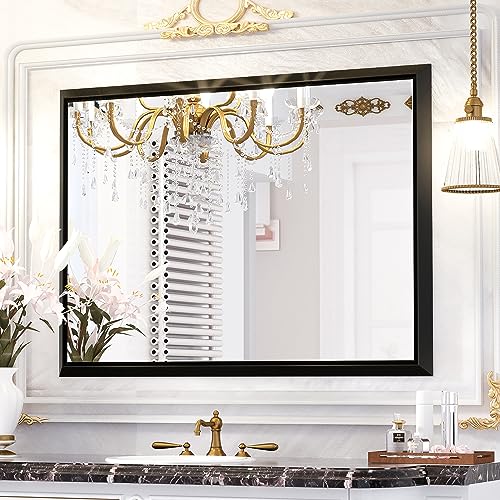 PILOCOS 36x30" Black Framed Bathroom Vanity Mirror - Modern Farmhouse Style