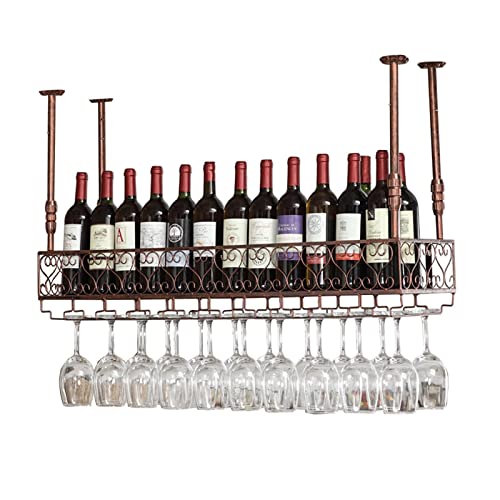 Pimex Vintage Wine Rack - Wall/Ceiling Mounted, Adjustable Height - 80CM