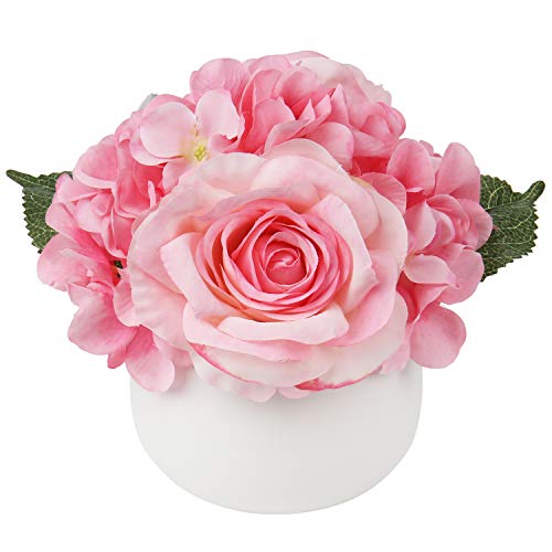 Pink Artificial Flowers in Vase-7 IN