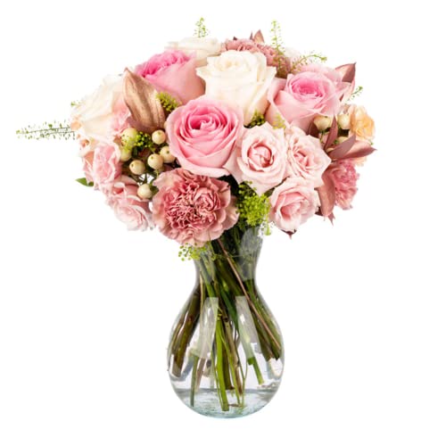 Pink Champagne Dreams Fresh Flower Bouquet with Vase