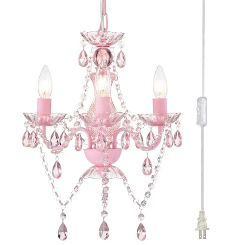 Pink Crystal Chandelier for Girls Room