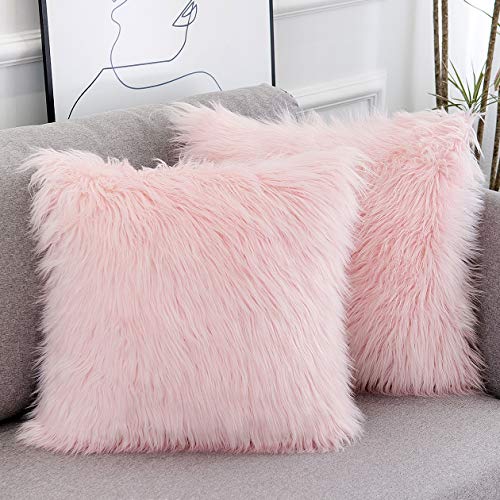 Pink Fluffy Pillow Covers
