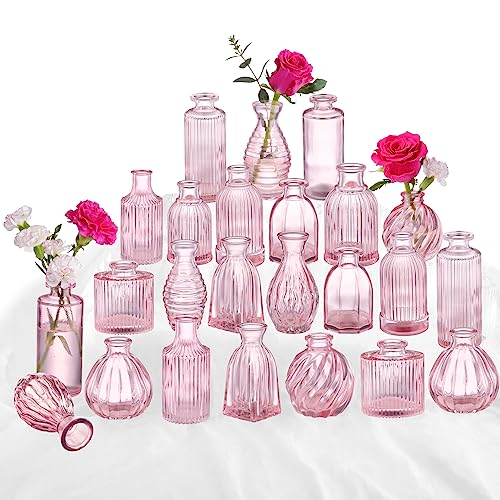 Pink Glass Bud Vases in Bulk 24