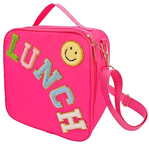 Pink Insulated Lunch Bag with Adjustable Shoulder Strap