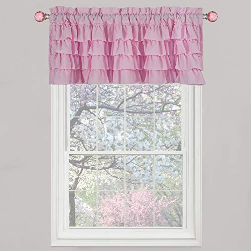 Pink Ruffle Farmhouse Valance - Shabby Chic Layered Curtain