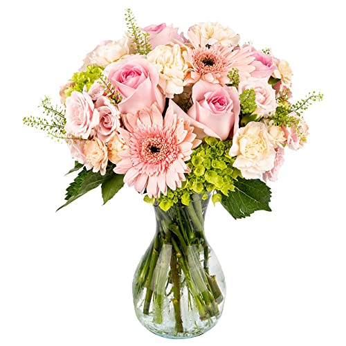 Pink Sweet Angel Fresh Flower Bouquet with Vase