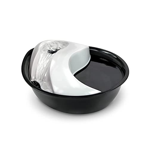 Pioneer Pet Raindrop Fountain, Pet Drinking Fountains (60 oz, Plastic - Black & White)