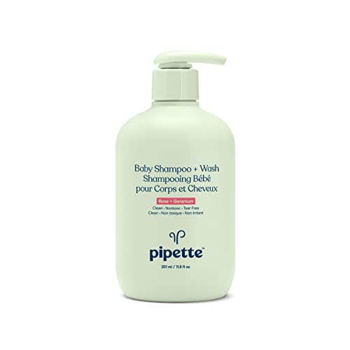 Pipette Rose + Geranium Baby Shampoo & Wash - Gentle, Hypoallergenic, Non-Toxic
