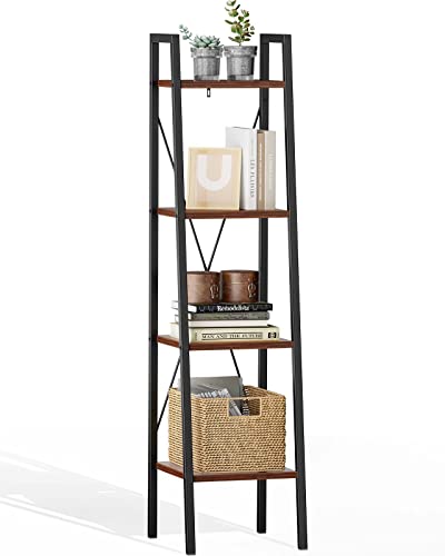 4 Tier Pipishell Ladder Shelf Bookcase in Red Brown