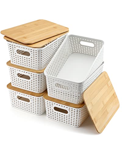 Plastic Storage Baskets Organizer Set - White