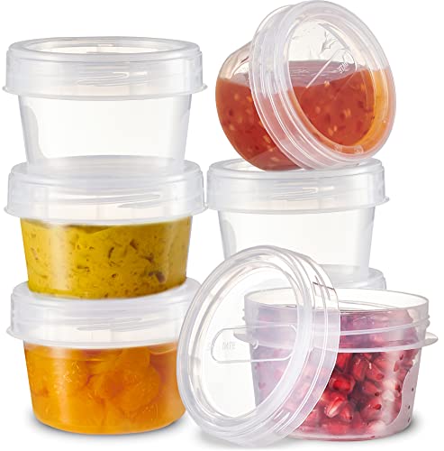 PLASTICPRO Deli Containers Clear bottom With blue Top Twist on Lids  Reusable, Stackable, Food Storage Freezer Container (6, 4 OUNCE)