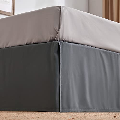 Pleated Bed Skirt with Anti-Static, Wrinkle-Free Fabric - Full Size, Grey