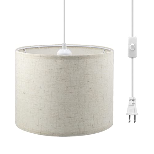 Plug in Pendant Light with Fabric Shade