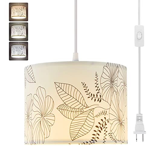 Plug in Pendant Light with Flower Fabric Shade