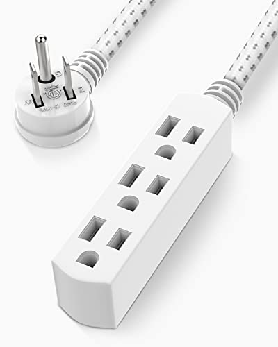Cordinate Designer 3-Outlet Extension Cord, 2-Prong Power Strip, Extra Long  8 Ft Cable with Flat Plug, Braided Chevron Fabric Cord, Slide-to-Close  Safety Outlet… in 2023