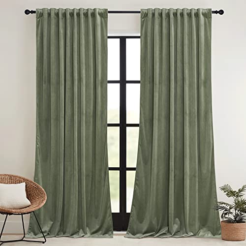 Plush Sage Green Velvet Curtains for Stylish Room Enhancement