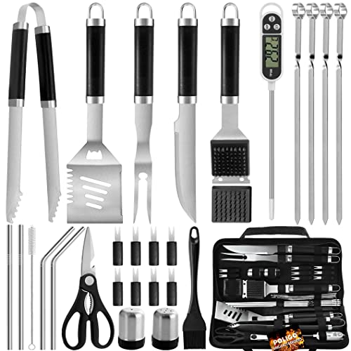 34Pcs BBQ Grill Accessories Tools Set, 16 Inches Stainless Steel Grilling  Tools with Carry Bag, Thermometer, Grill Mats for Camping/Backyard  Barbecue