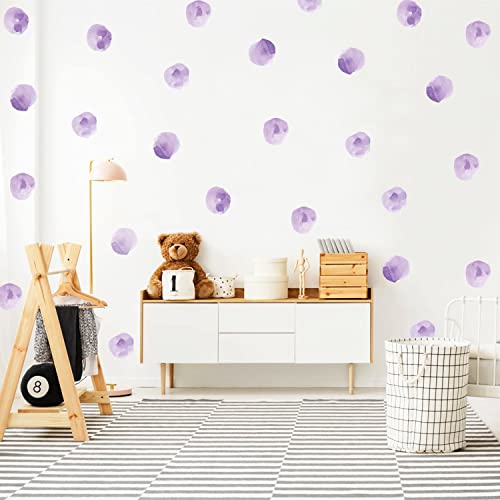 Polka Dot Wall Decals for Kids Bedroom (Lavender Purple)