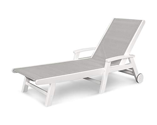 POLYWOOD® Coastal Chaise, White/Metallic Sling