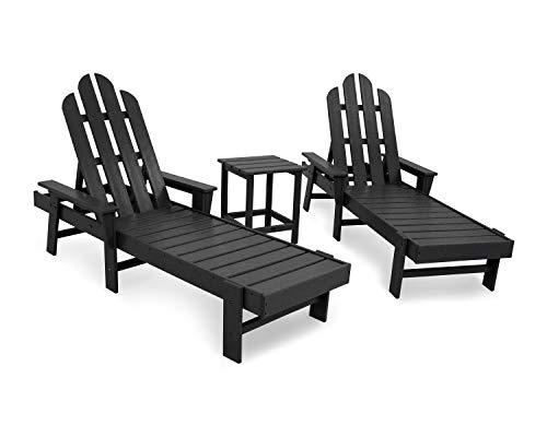 POLYWOOD Long Island Chaise Set, Black