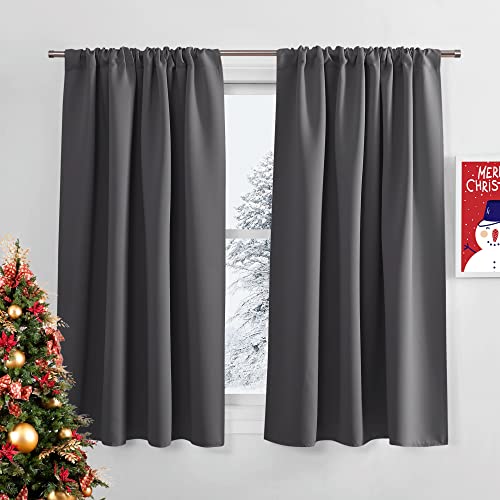 PONY DANCE Blackout Curtains - Grey Window Treatments for Home Decoration